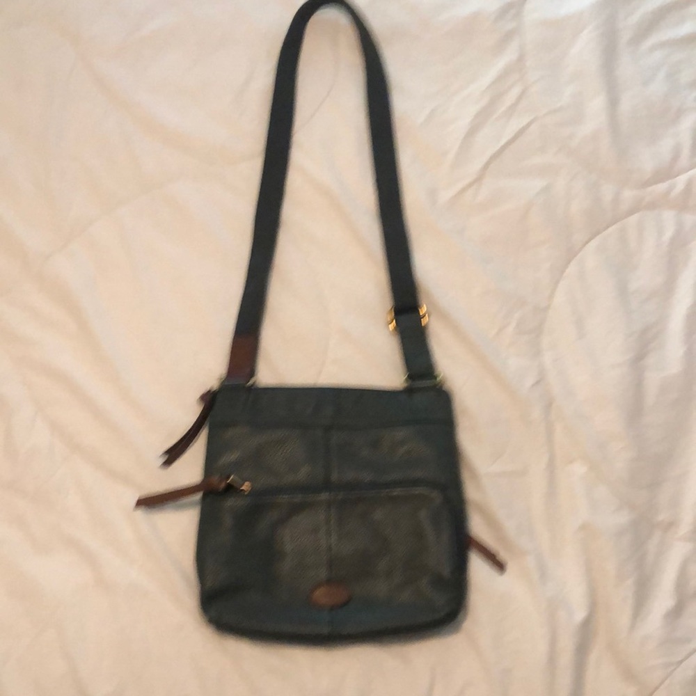 Fossil dark green crossbody purse
